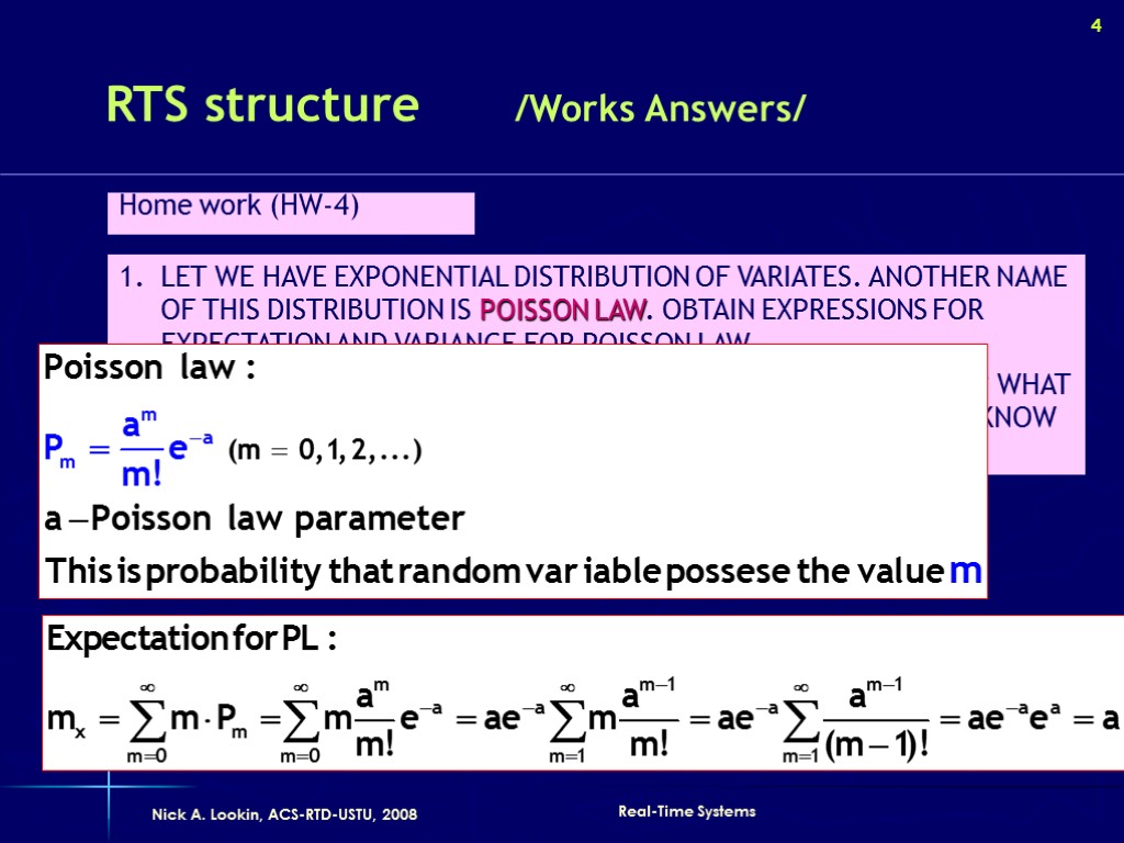 4 RTS structure /Works Answers/ LET WE HAVE EXPONENTIAL DISTRIBUTION OF VARIATES. ANOTHER NAME
